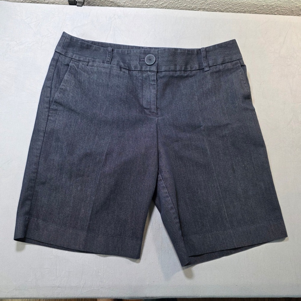 Ann Taylor LOFT Womens Size 6 Dark Wash Denim Bermuda Shorts Indigo Chino‎ Style